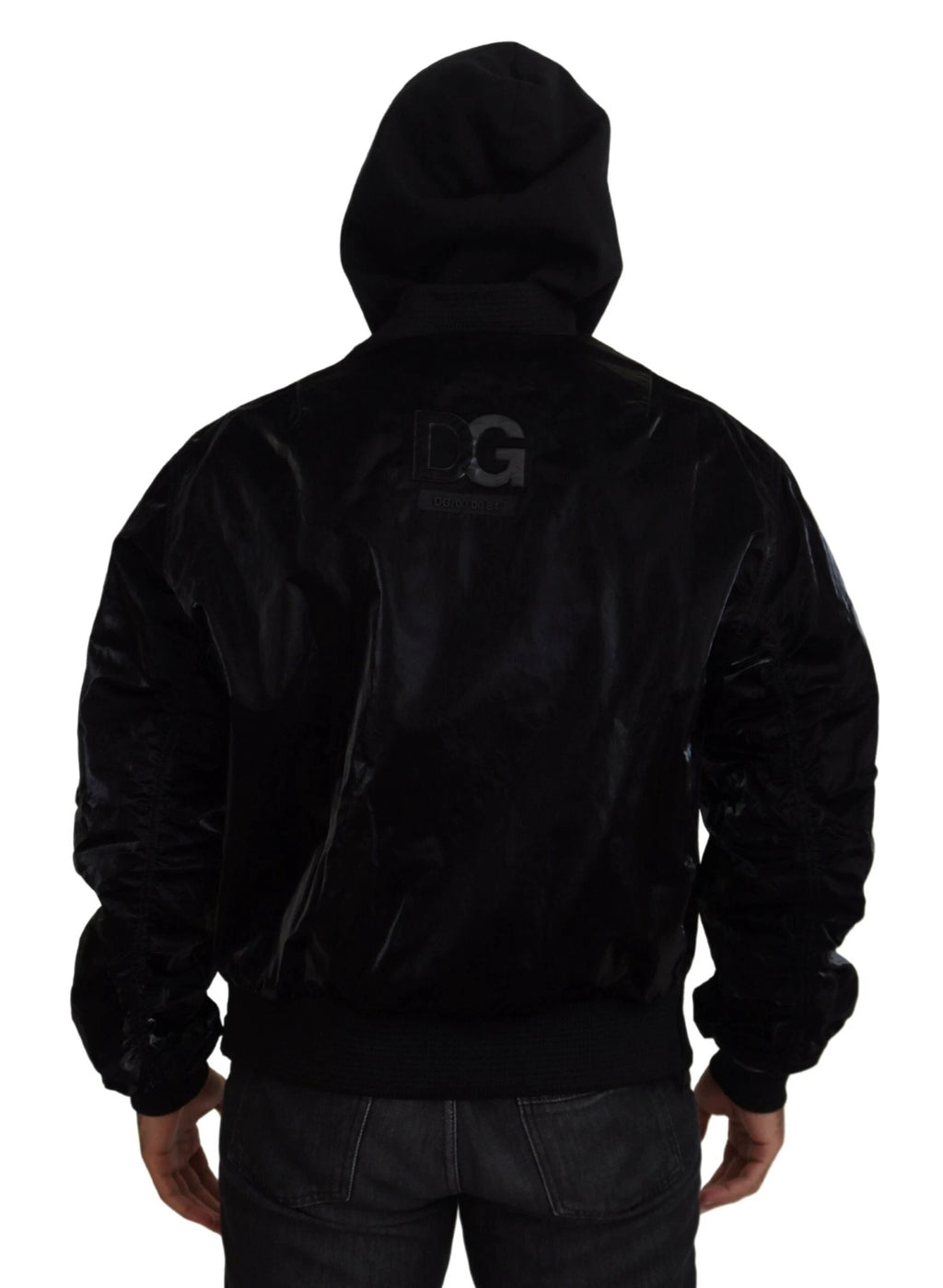 Dolce & Gabbana Black Nylon Hooded Full Zip Bomber Jacket by Dolce & Gabbana