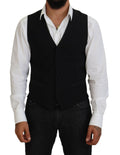 Dolce & Gabbana Black Virgin Wool Waistcoat Formal Vest by Dolce & Gabbana