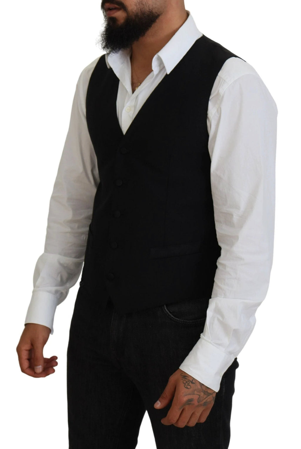 Dolce & Gabbana Black Virgin Wool Waistcoat Formal Vest by Dolce & Gabbana