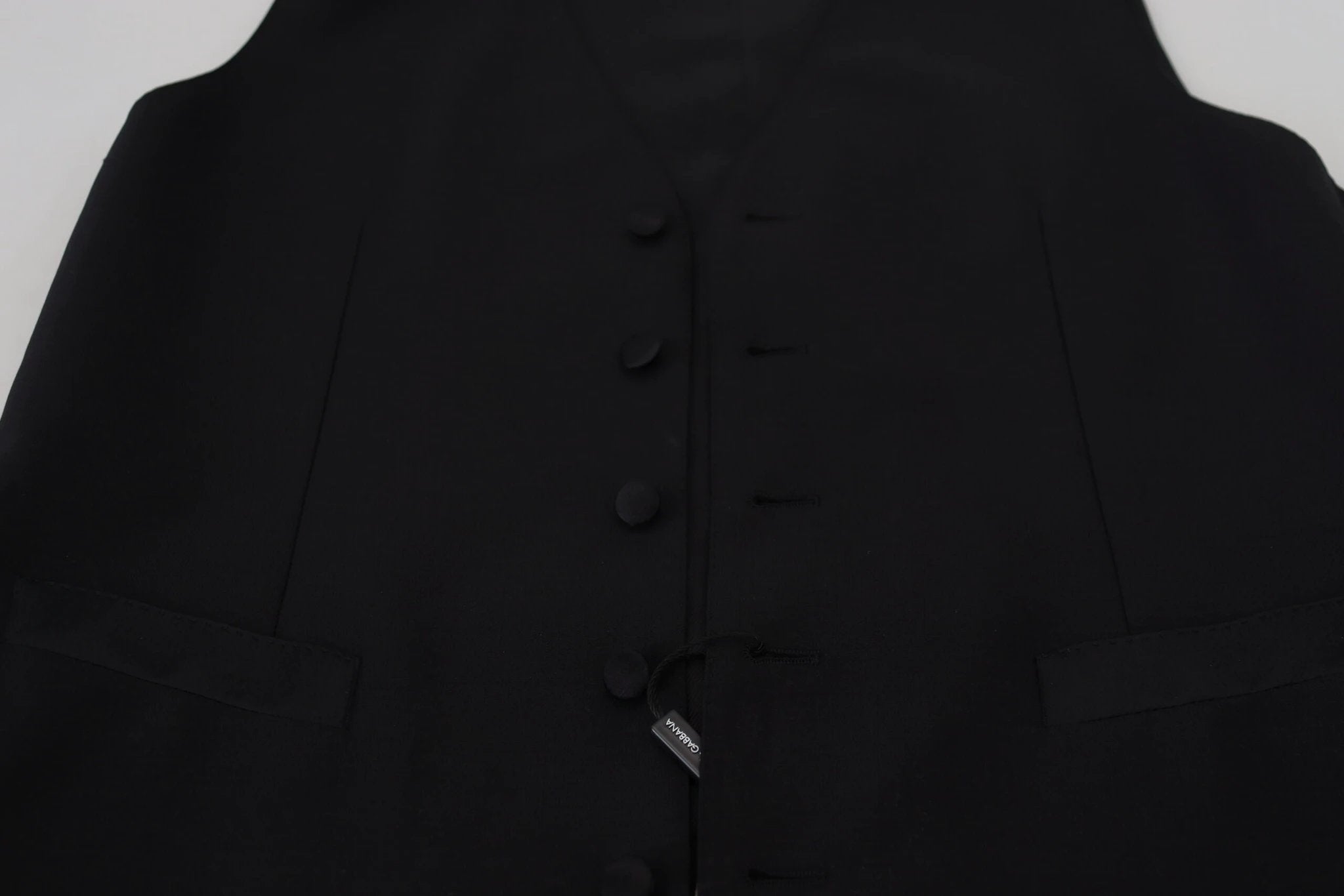 Dolce & Gabbana Black Virgin Wool Waistcoat Formal Vest by Dolce & Gabbana