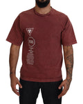 Dolce & Gabbana Maroon Print Round Neck Short Sleeves T-shirt by Dolce & Gabbana
