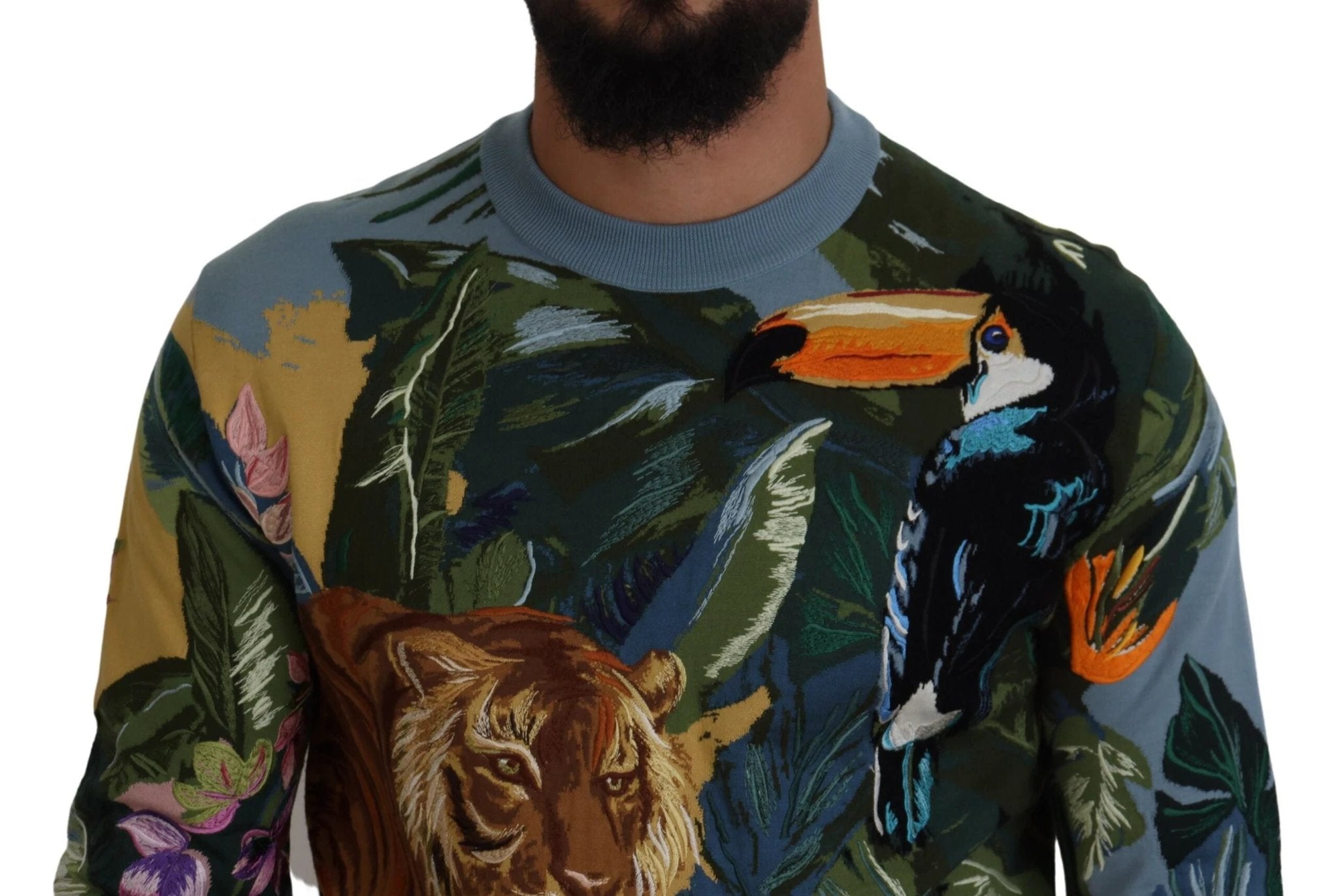 Dolce & Gabbana Multicolor Jungle Wool Pullover Logo Sweater by Dolce & Gabbana
