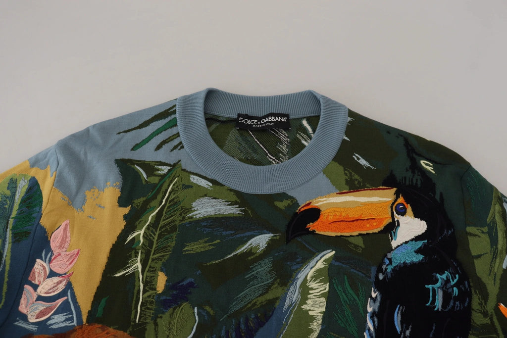 Dolce & Gabbana Multicolor Jungle Wool Pullover Logo Sweater by Dolce & Gabbana