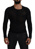 Dolce & Gabbana Black Cashmere Button Pullover Sweater by Dolce & Gabbana