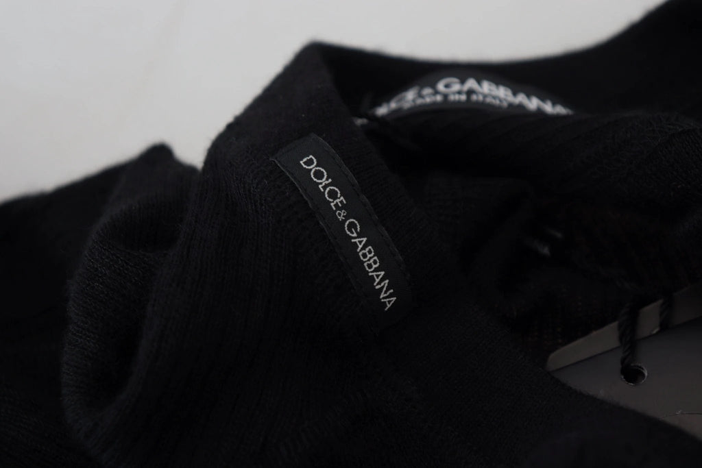 Dolce & Gabbana Black Cashmere Button Pullover Sweater by Dolce & Gabbana