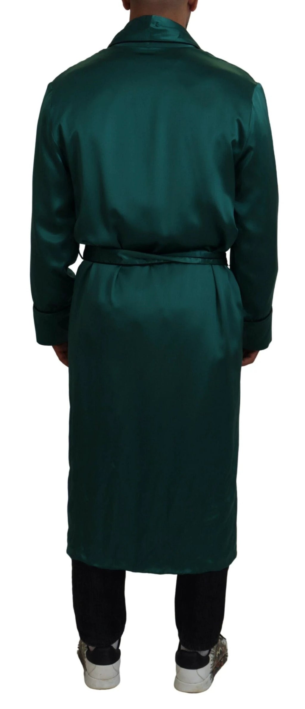 Dolce & Gabbana Green Silk Waist Belt Robe Sleepwear by Dolce & Gabbana