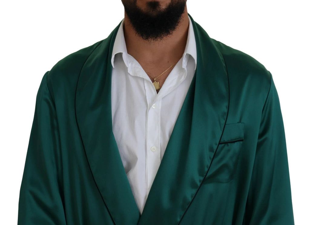 Dolce & Gabbana Green Silk Waist Belt Robe Sleepwear by Dolce & Gabbana
