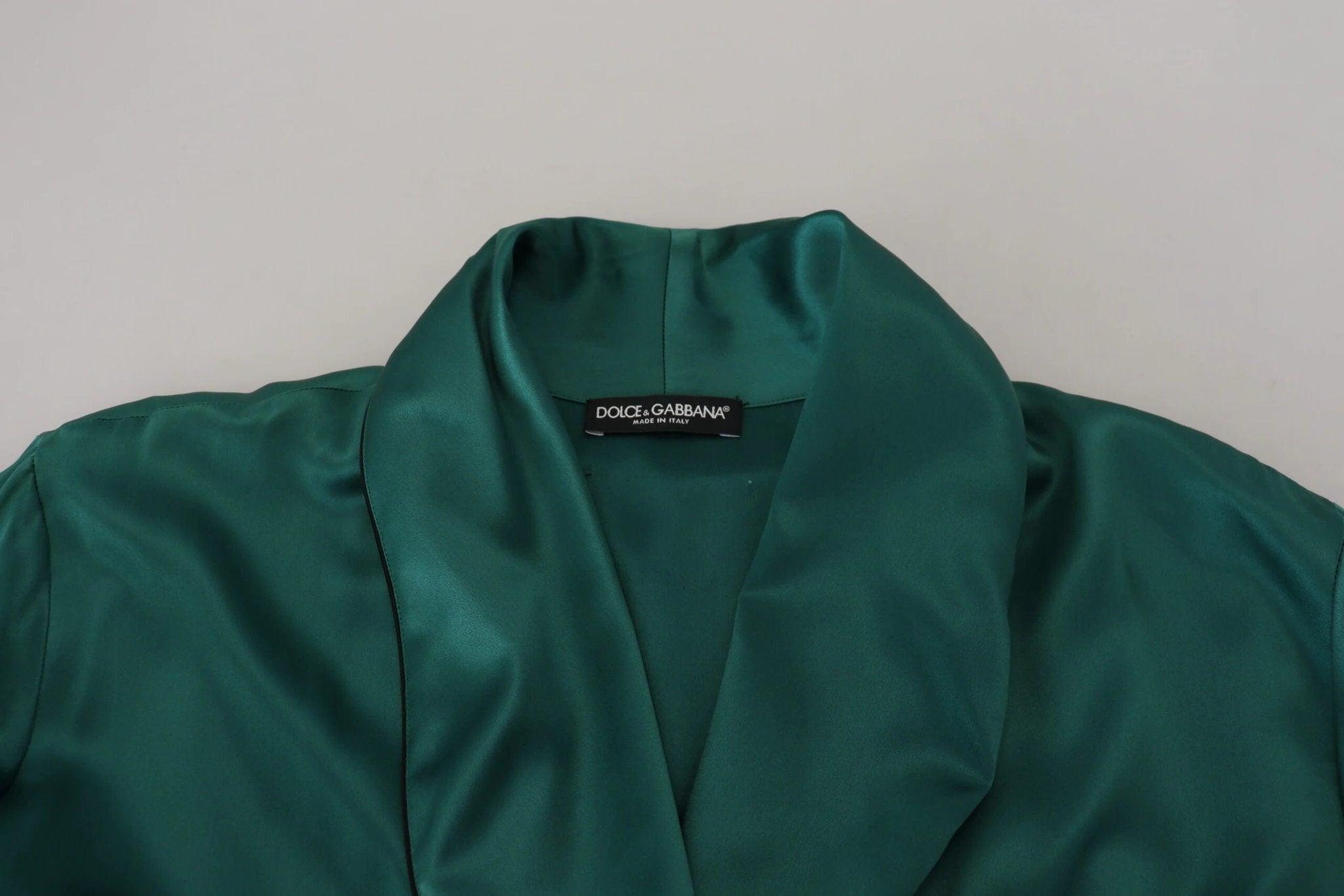 Dolce & Gabbana Green Silk Waist Belt Robe Sleepwear by Dolce & Gabbana