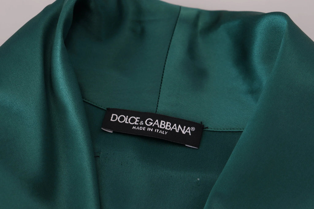 Dolce & Gabbana Green Silk Waist Belt Robe Sleepwear by Dolce & Gabbana