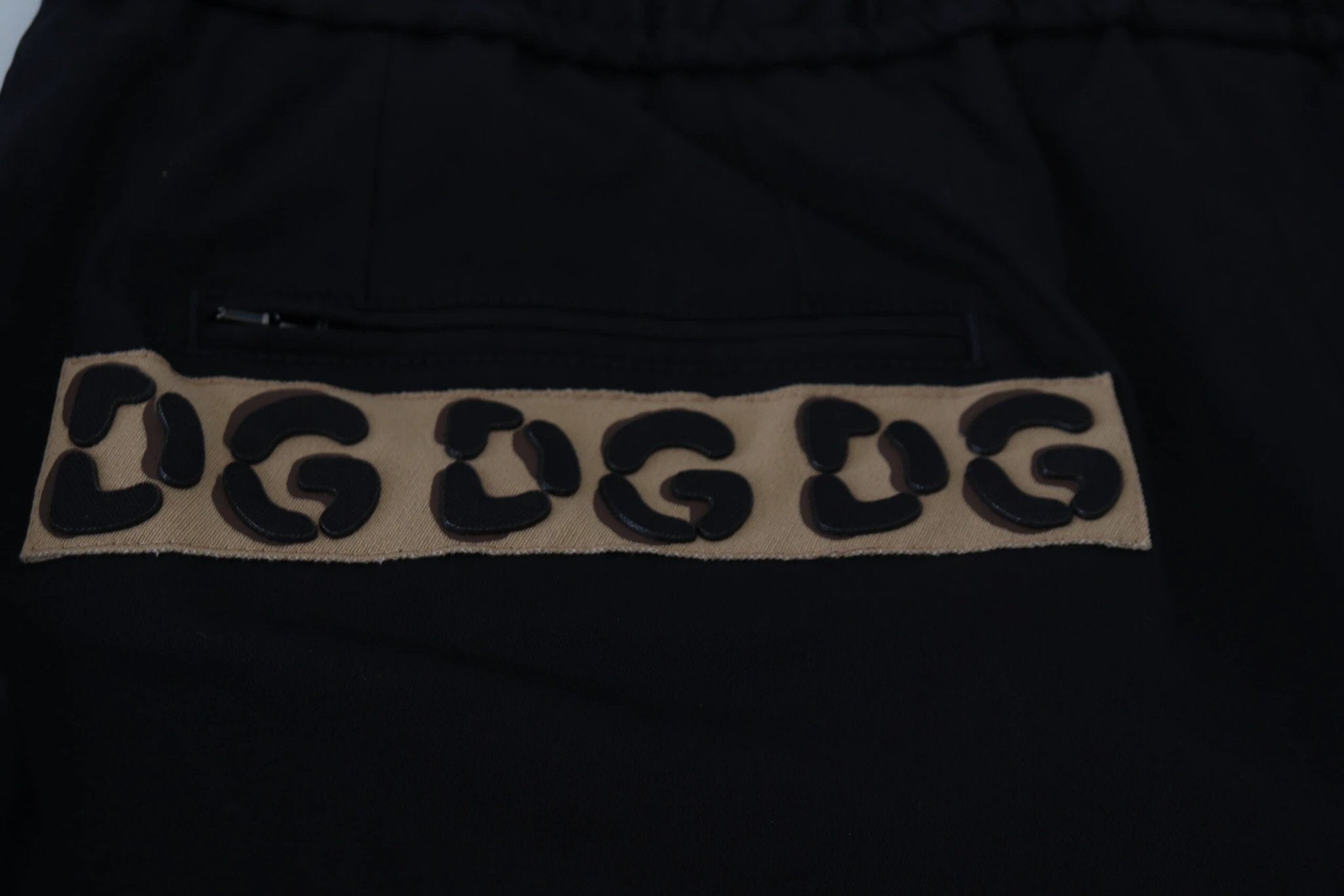 Dolce & Gabbana Black Cotton Elastic Waist DG Logo Cropped Pants by Dolce & Gabbana