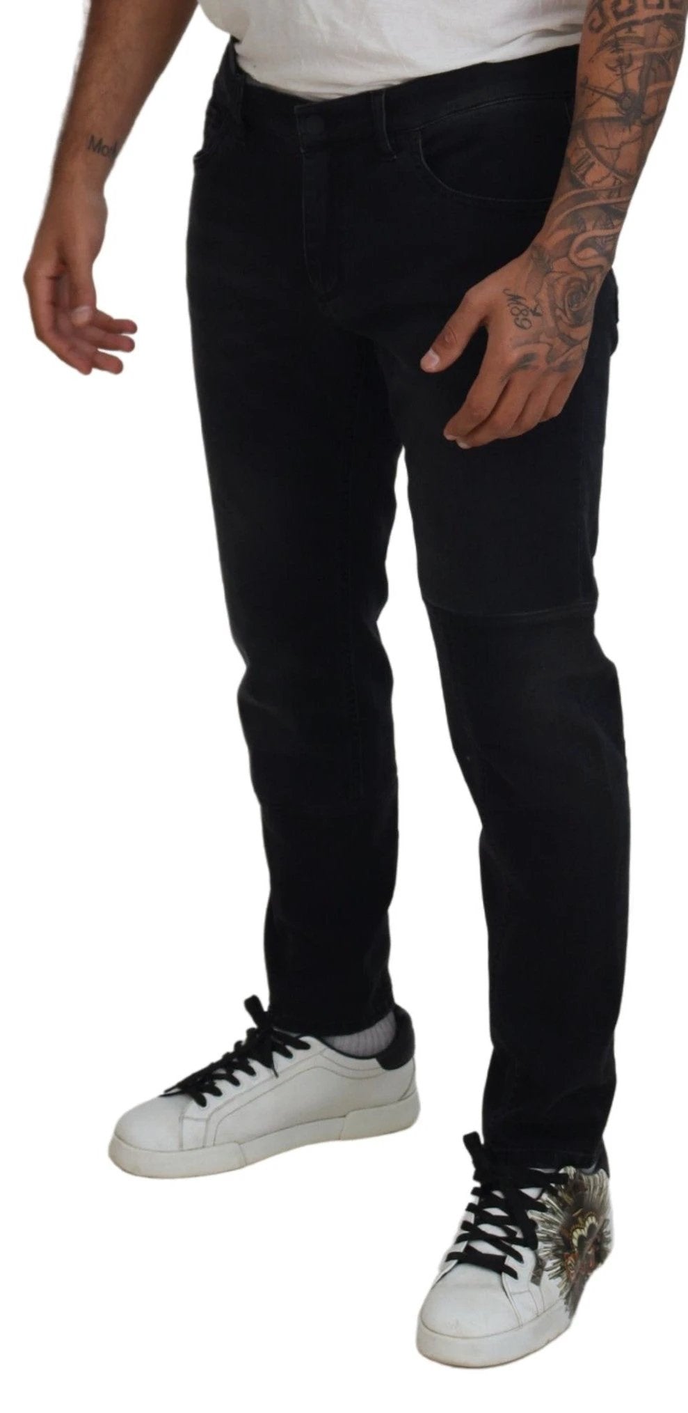 Dolce & Gabbana Black Angel Embroidery Skinny Denim Jeans by Dolce & Gabbana