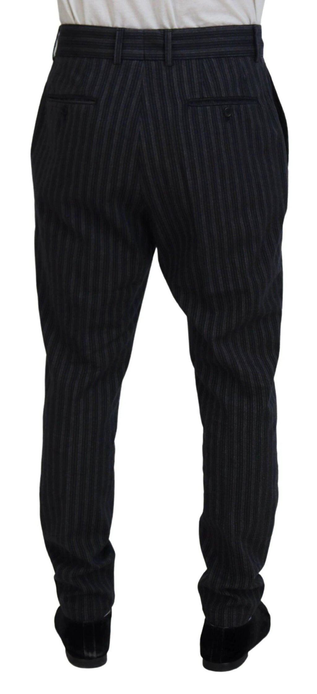 Dolce & Gabbana Dark Gray Stripes Chino Dress Pants by Dolce & Gabbana