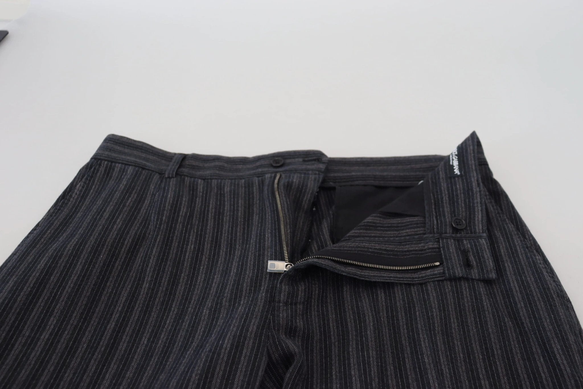 Dolce & Gabbana Dark Gray Stripes Chino Dress Pants by Dolce & Gabbana