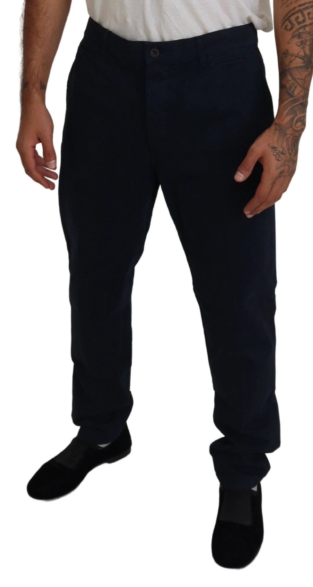 Dolce & Gabbana Blue Cotton Dress Formal Men Pants by Dolce & Gabbana