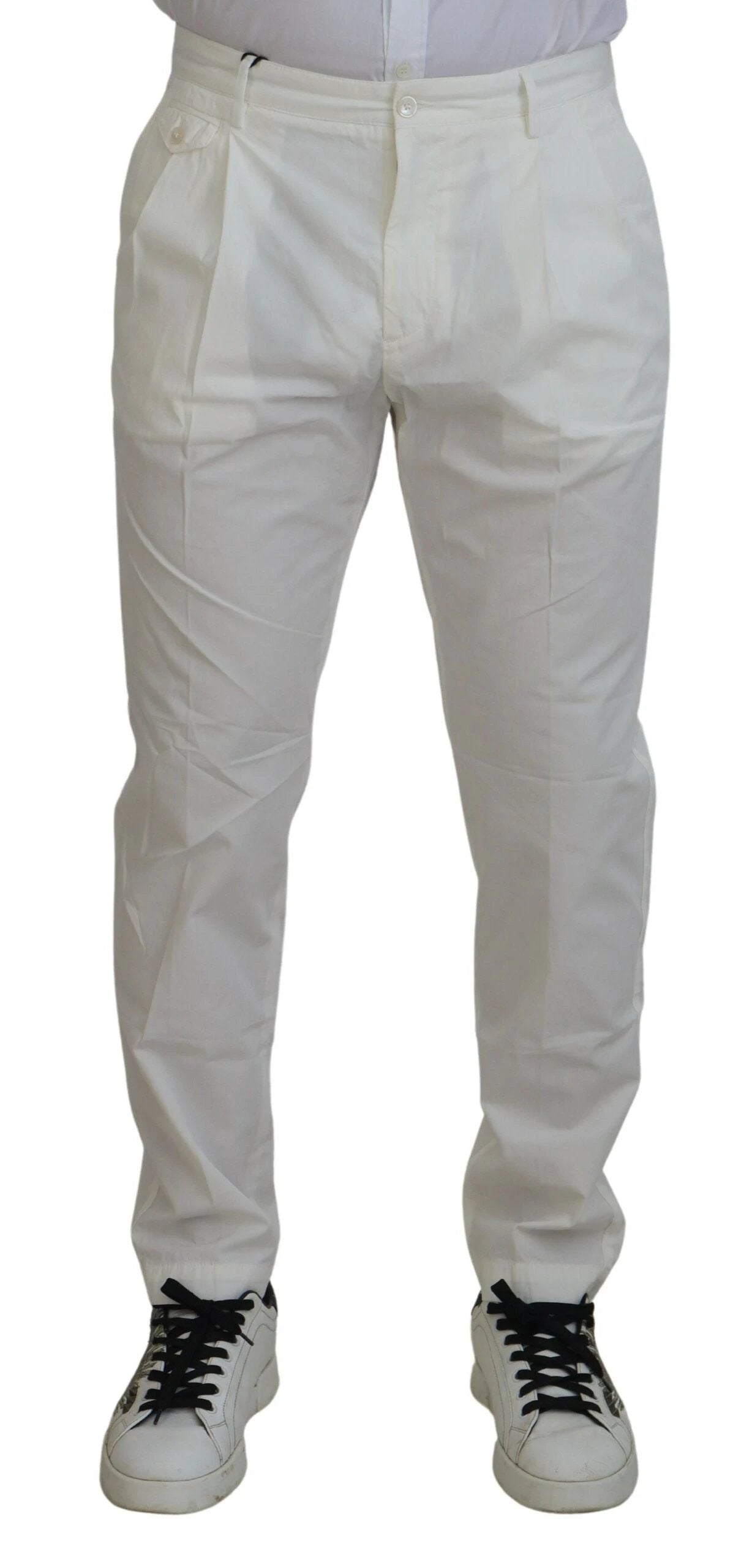 Dolce & Gabbana White Cotton Skinny Chino Pants by Dolce & Gabbana