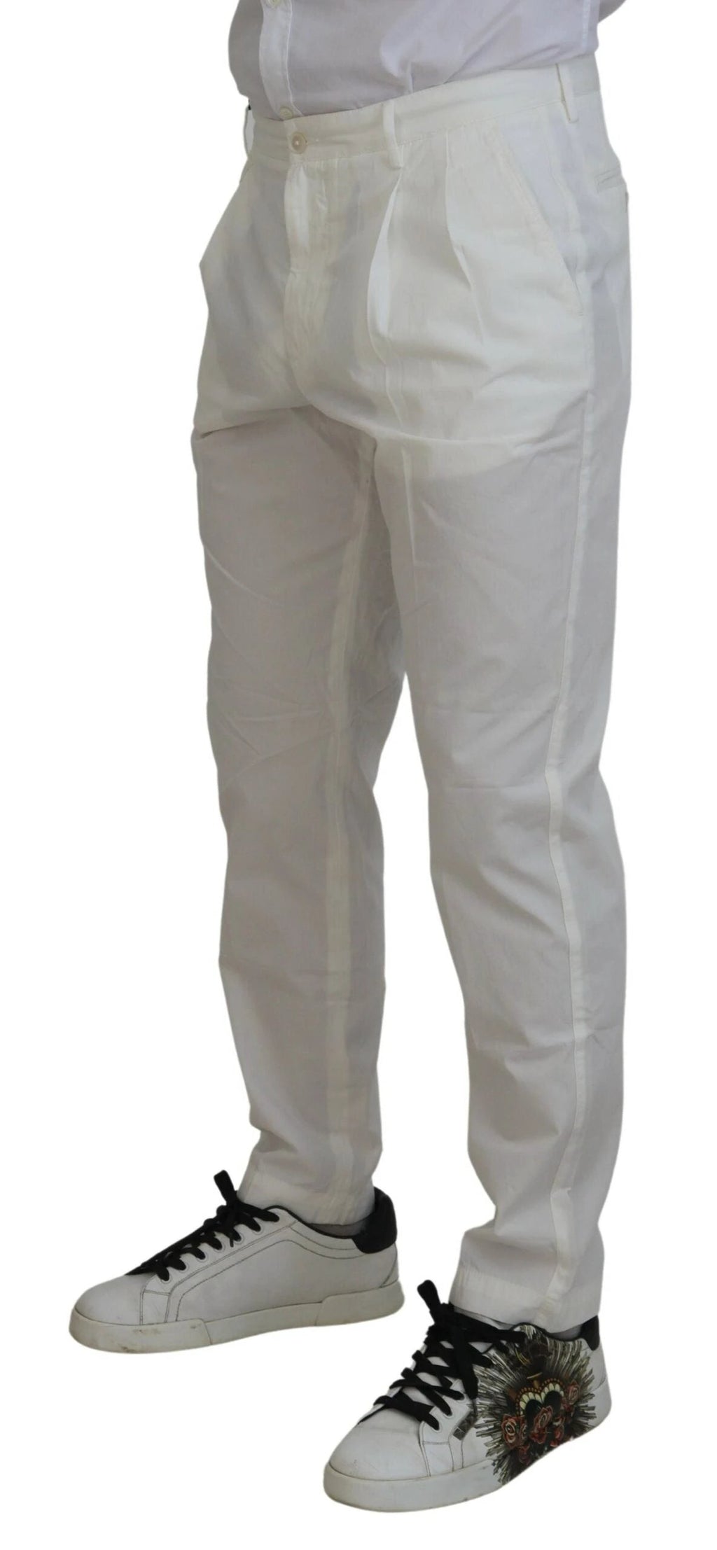Dolce & Gabbana White Cotton Skinny Chino Pants by Dolce & Gabbana