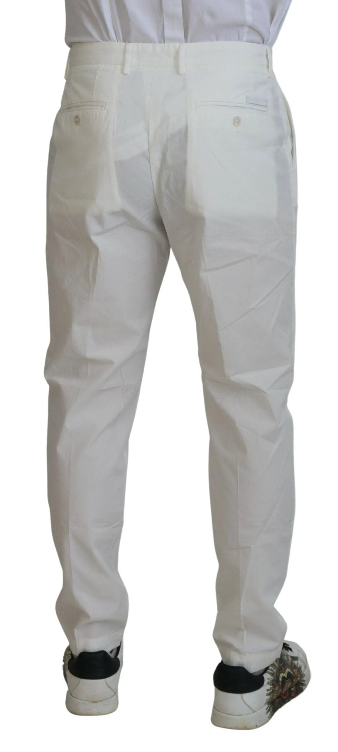 Dolce & Gabbana White Cotton Skinny Chino Pants by Dolce & Gabbana