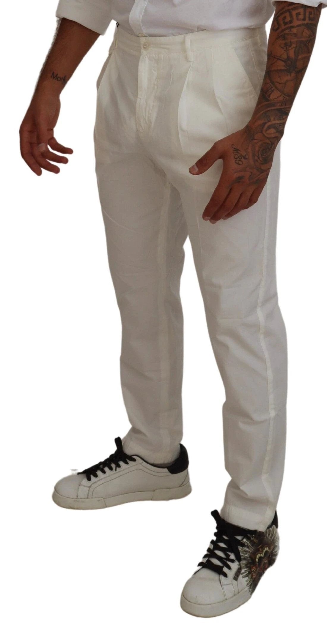 Dolce & Gabbana White Cotton Skinny Chino Pants by Dolce & Gabbana