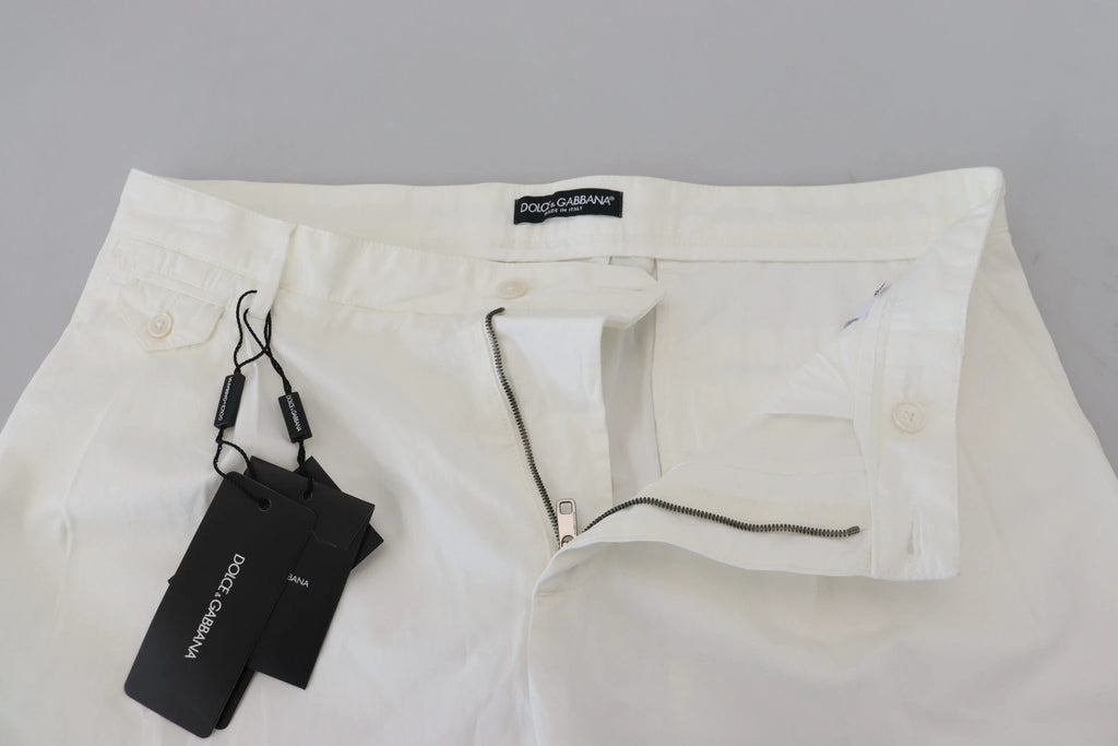 Dolce & Gabbana White Cotton Skinny Chino Pants by Dolce & Gabbana