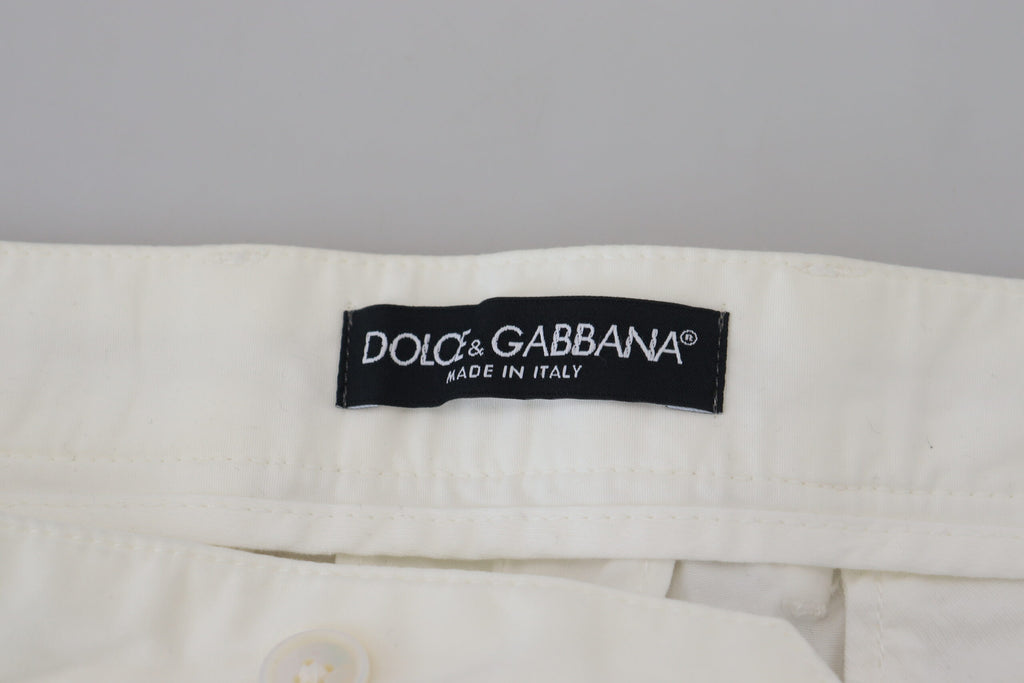 Dolce & Gabbana White Cotton Skinny Chino Pants by Dolce & Gabbana