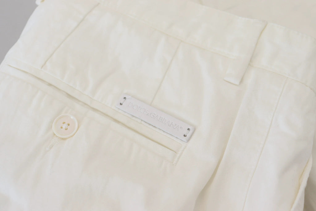 Dolce & Gabbana White Cotton Skinny Chino Pants by Dolce & Gabbana