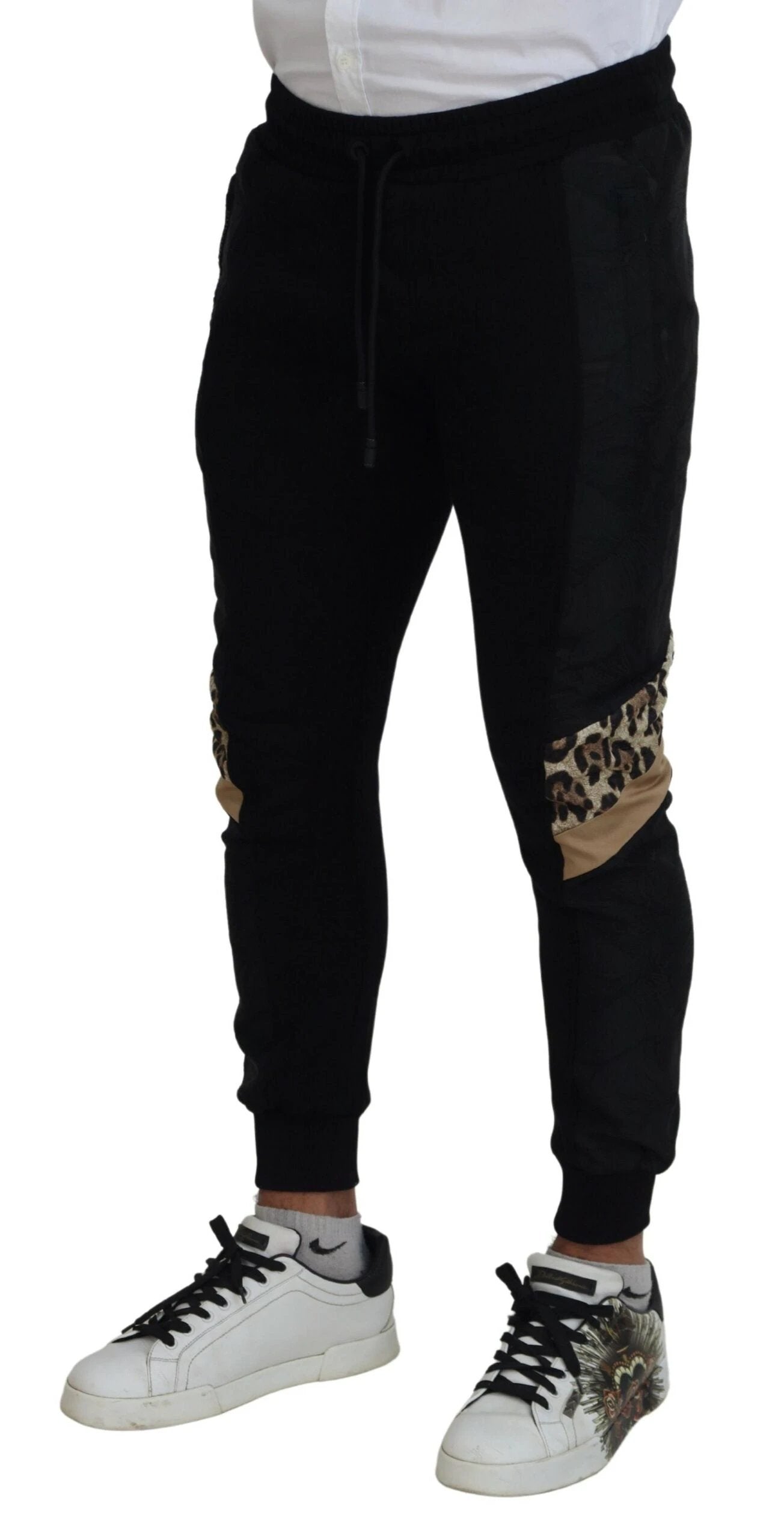 Dolce & Gabbana Black Polyester Skinny Jogger Men Pants by Dolce & Gabbana