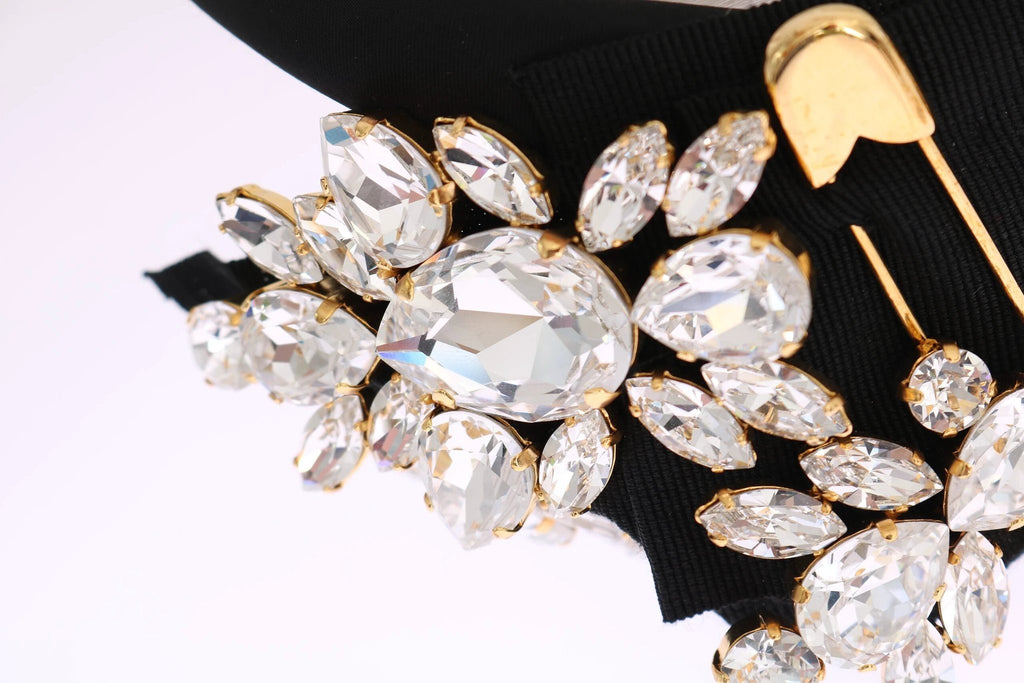 Dolce & Gabbana Black Crystal White Hair Parrucchiera Headband Diadem by Dolce & Gabbana