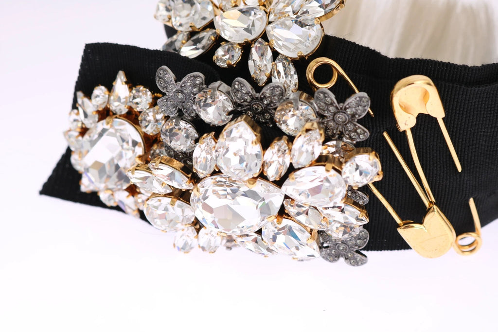 Dolce & Gabbana Black Crystal White Hair Parrucchiera Headband Diadem by Dolce & Gabbana
