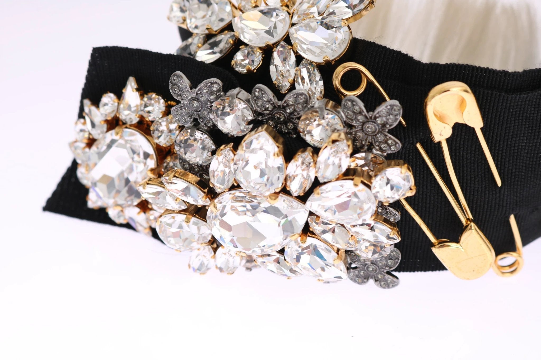 Dolce & Gabbana Black Crystal White Hair Parrucchiera Headband Diadem by Dolce & Gabbana