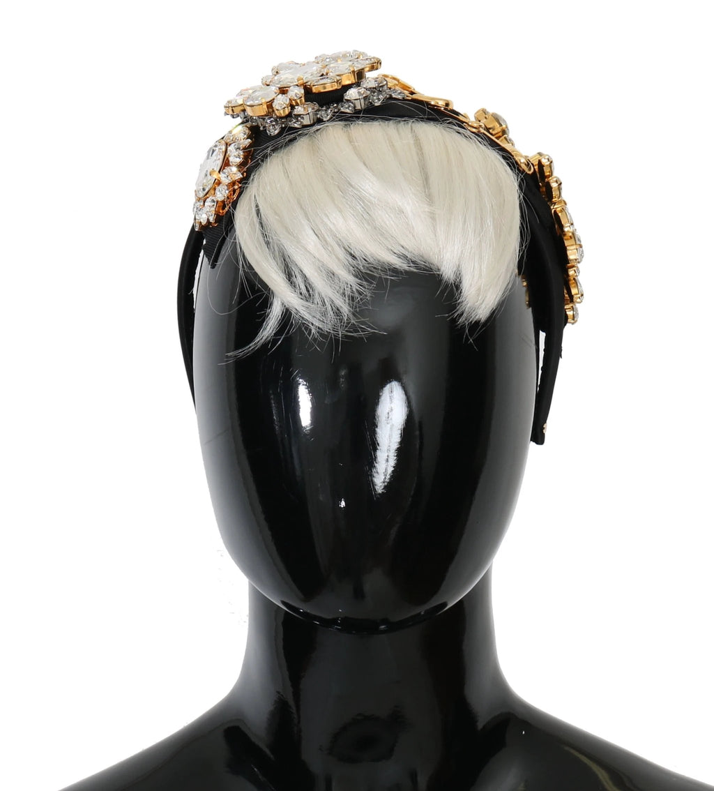 Dolce & Gabbana Black Crystal White Hair Parrucchiera Headband Diadem by Dolce & Gabbana