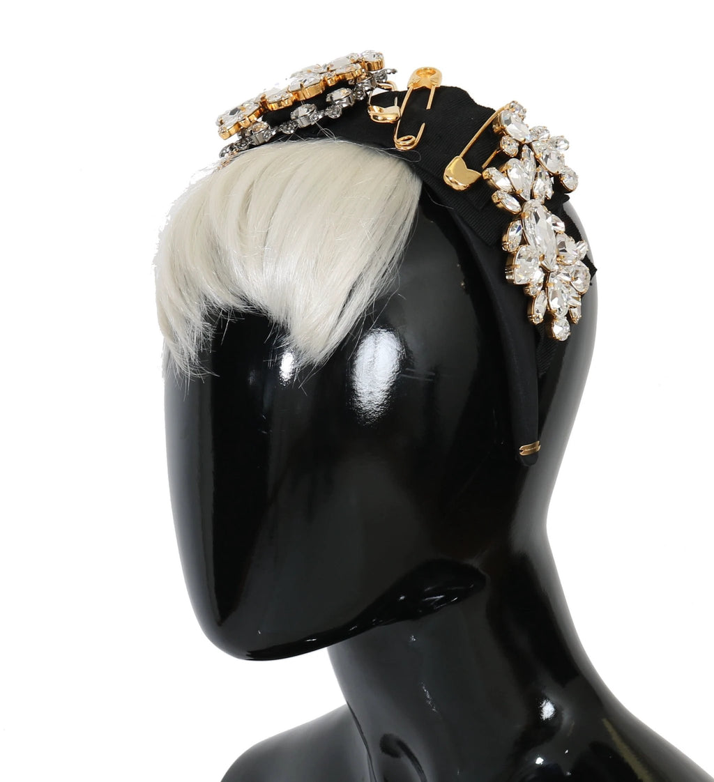 Dolce & Gabbana Black Crystal White Hair Parrucchiera Headband Diadem by Dolce & Gabbana