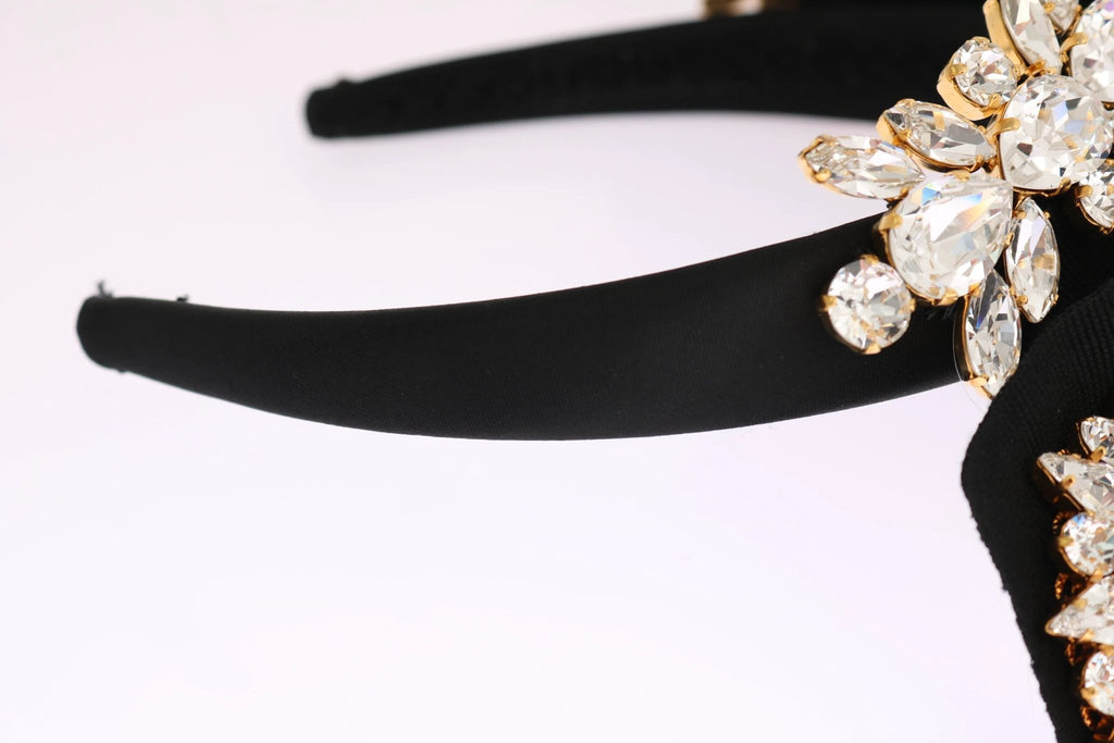 Dolce & Gabbana Black Crystal White Hair Parrucchiera Headband Diadem by Dolce & Gabbana