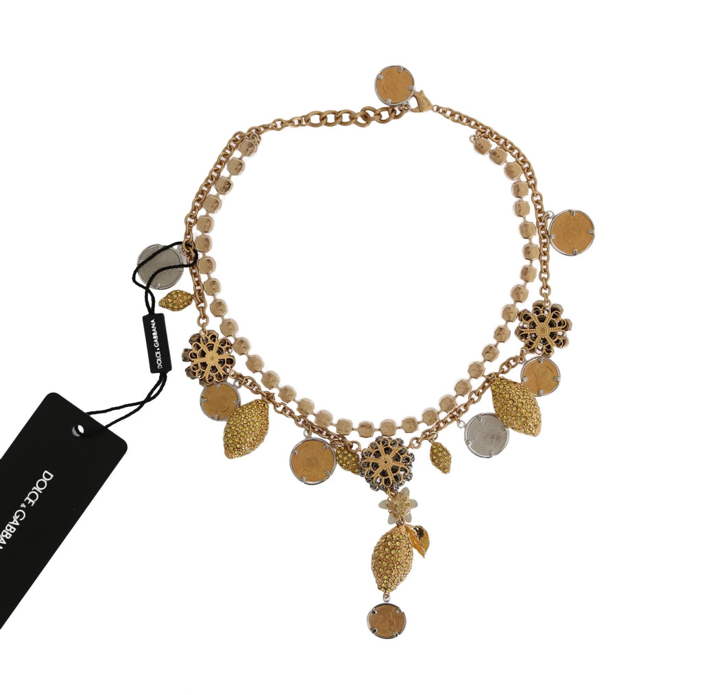 Dolce & Gabbana Gold Brass Crystal Logo Pineapple Statement Necklace by Dolce & Gabbana