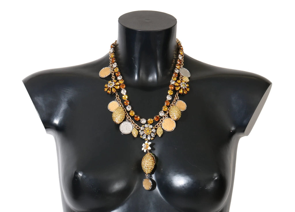 Dolce & Gabbana Gold Brass Crystal Logo Pineapple Statement Necklace by Dolce & Gabbana