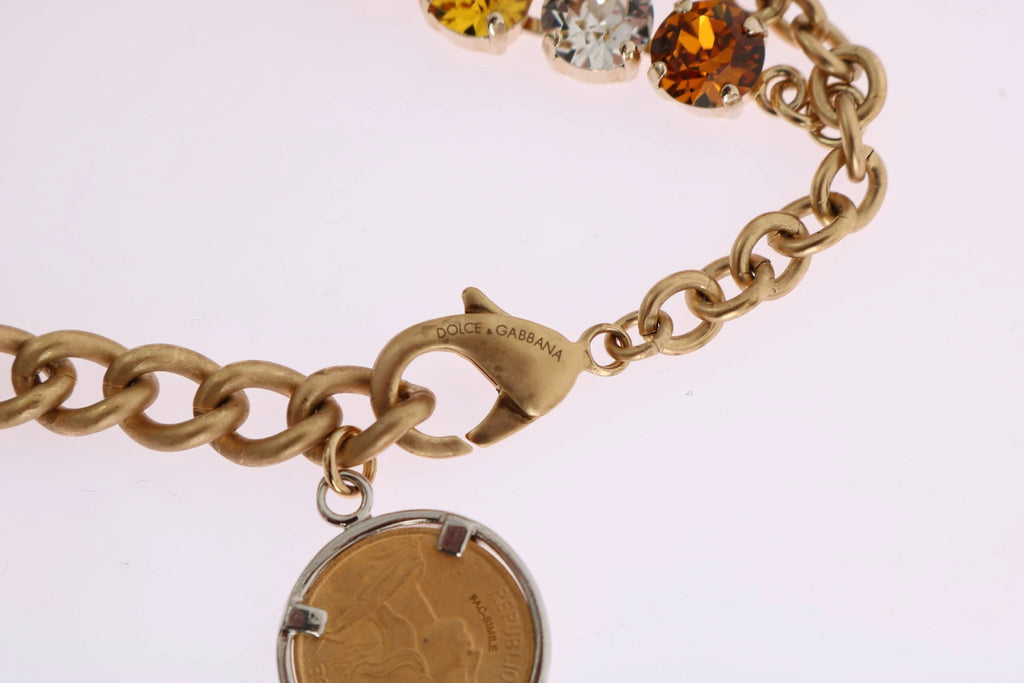 Dolce & Gabbana Gold Brass Crystal Logo Pineapple Statement Necklace by Dolce & Gabbana