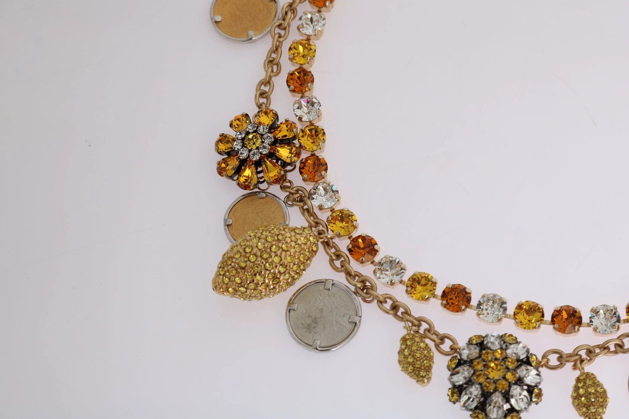 Dolce & Gabbana Gold Brass Crystal Logo Pineapple Statement Necklace by Dolce & Gabbana