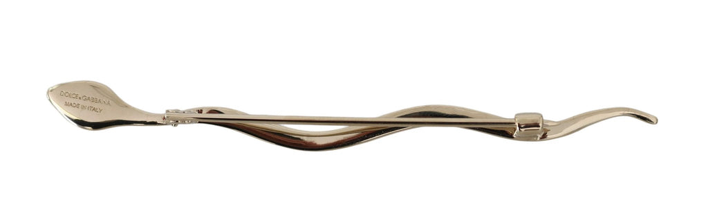Dolce & Gabbana Silver Brass Crystal Spilla Serpente Brooch Pin by Dolce & Gabbana