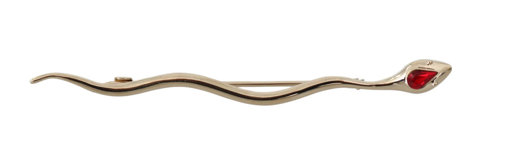 Dolce & Gabbana Silver Brass Crystal Spilla Serpente Brooch Pin by Dolce & Gabbana
