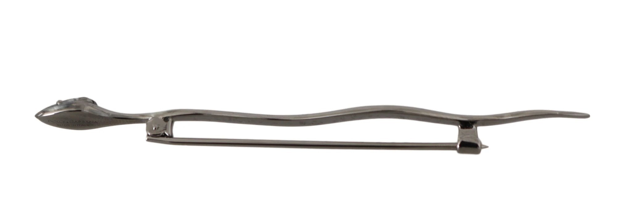 Dolce & Gabbana Silver Brass Crystal Spilla Serpente Brooch Pin by Dolce & Gabbana