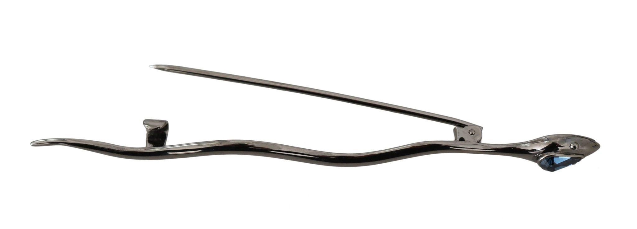 Dolce & Gabbana Silver Brass Crystal Spilla Serpente Brooch Pin by Dolce & Gabbana