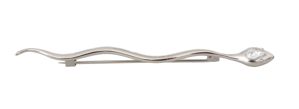 Dolce & Gabbana Silver Brass Crystal Spilla Serpente Mens Brooch Pin by Dolce & Gabbana