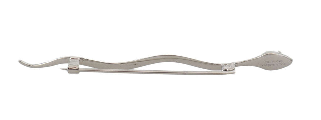 Dolce & Gabbana Silver Brass Crystal Spilla Serpente Mens Brooch Pin by Dolce & Gabbana