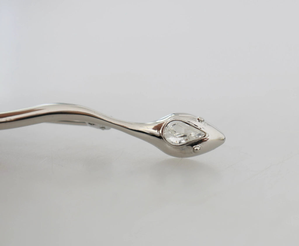 Dolce & Gabbana Silver Brass Crystal Spilla Serpente Mens Brooch Pin by Dolce & Gabbana