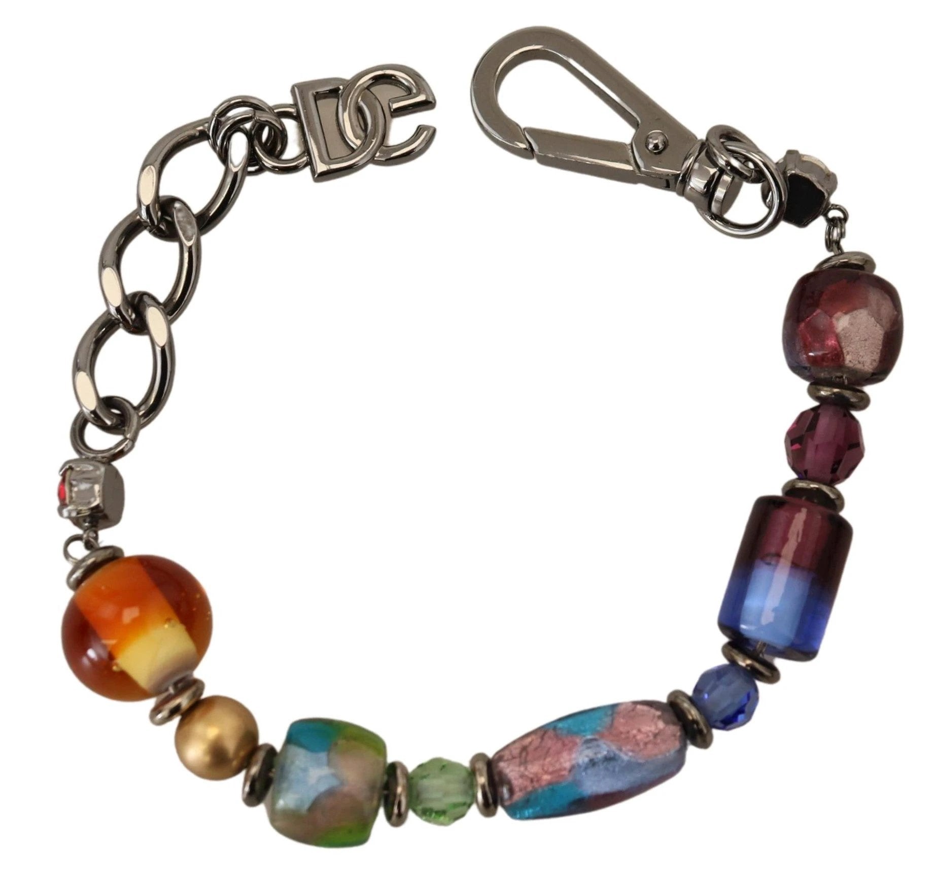 Dolce & Gabbana multicolor Silver Chain Brass Beaded Lobster Clasp Bracelet by Dolce & Gabbana