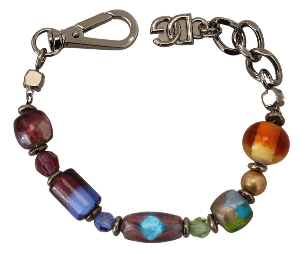 Dolce & Gabbana multicolor Silver Chain Brass Beaded Lobster Clasp Bracelet by Dolce & Gabbana