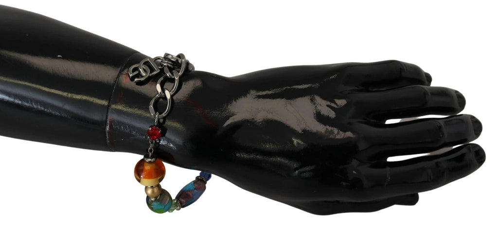 Dolce & Gabbana multicolor Silver Chain Brass Beaded Lobster Clasp Bracelet by Dolce & Gabbana