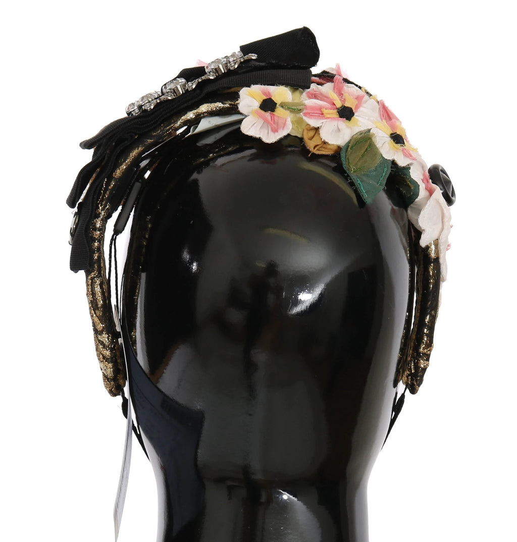 Dolce & Gabbana Multicolor Tiara Floral Crystal Bow Diadem Headband by Dolce & Gabbana