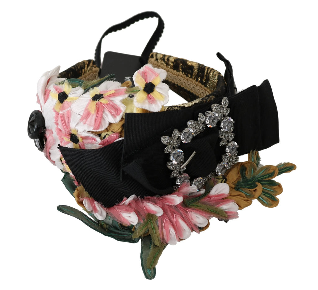 Dolce & Gabbana Multicolor Tiara Floral Crystal Bow Diadem Headband by Dolce & Gabbana