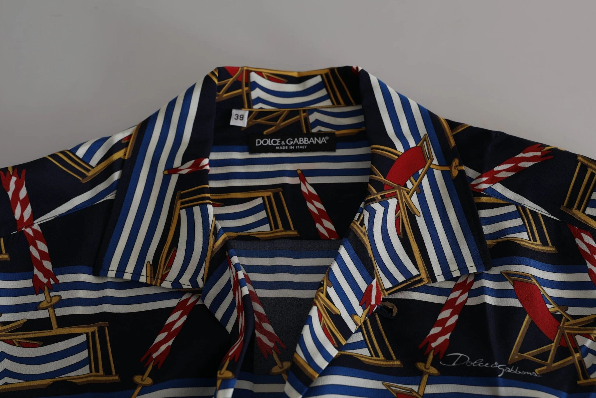 Dolce & Gabbana Multicolor Beach Chair Short Sleeves Shirt by Dolce & Gabbana