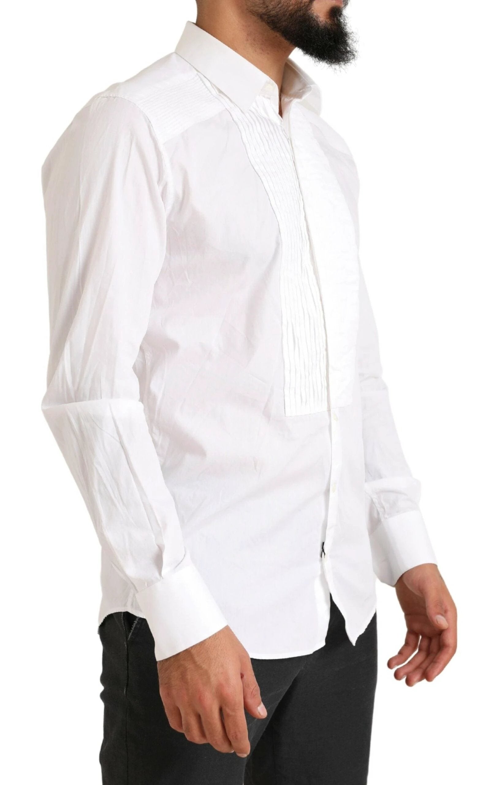 Dolce & Gabbana White GOLD Formal Cotton Tuxedo Dress Shirt by Dolce & Gabbana
